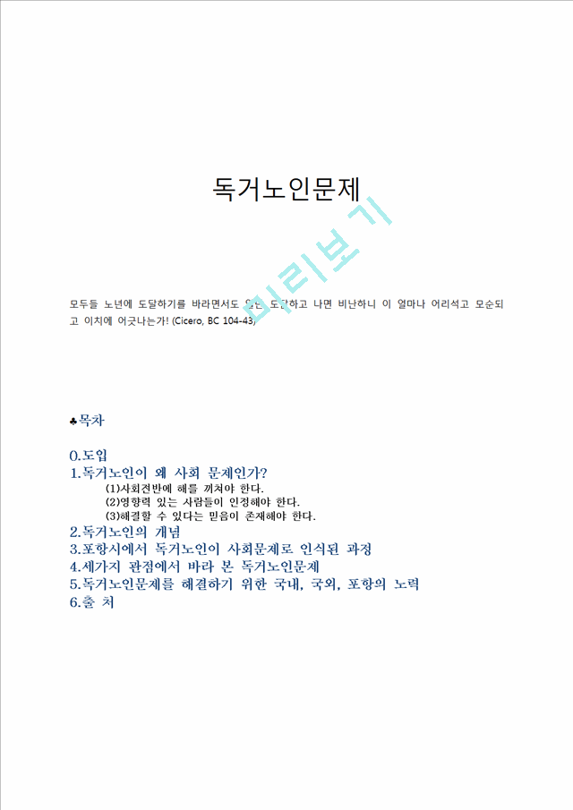 [2000원] [독거노인 해결방안] 독거노인 원인, 독거노인 문제, 독거노인 해결방안, 해외 독거노인 해결방안.docx